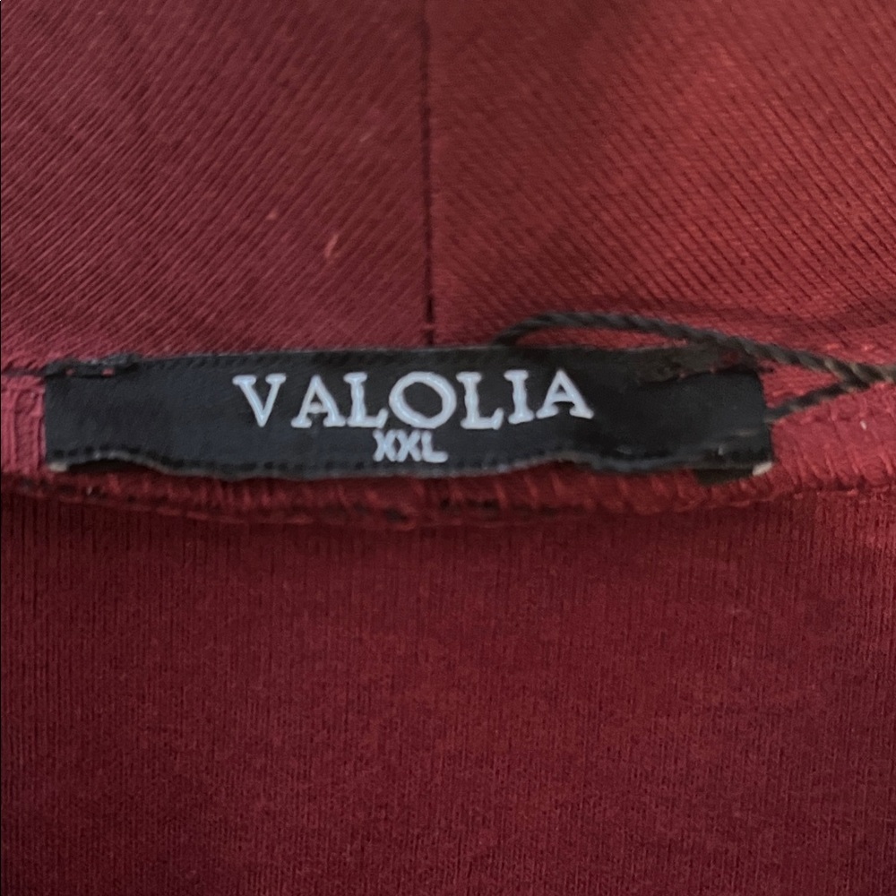 Valolia Maroon Burgundy Long Sleeve Top with Zipper Detail Off Centered - Picture 9 of 12